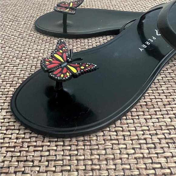 Sperry Black Jelly Sandals with Multicolor Butterfly Accent Size 8 - Picture 3 of 7
